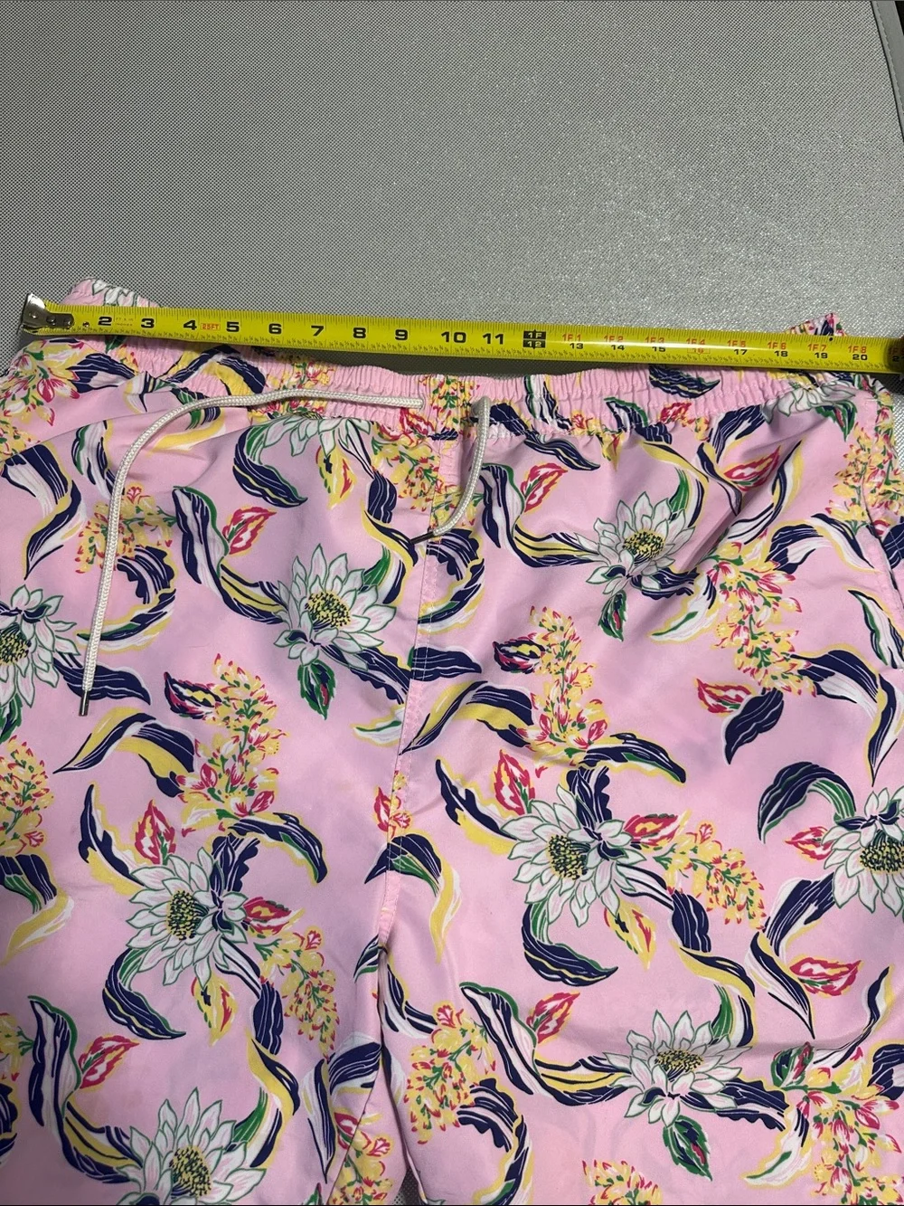 Ralph Lauren Pink Floral Swim Shorts with Navy Accents